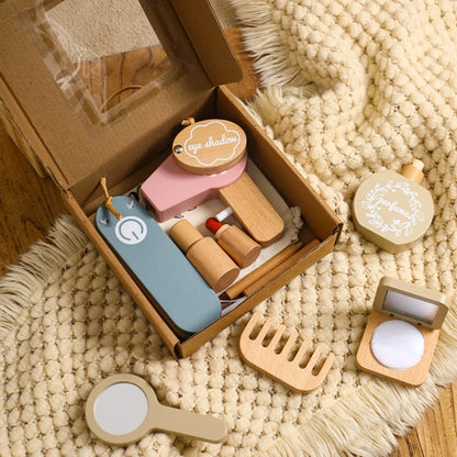 Wooden Makeup Kit Toys Hairdressing 12
