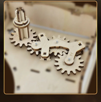 Caja de música mecánica y eléctrica de rompecabezas de madera 3D