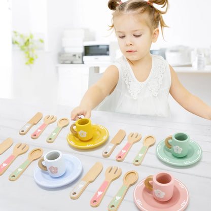 Jouet Ensemble de Vaisselle en Bois Dinette Montessori