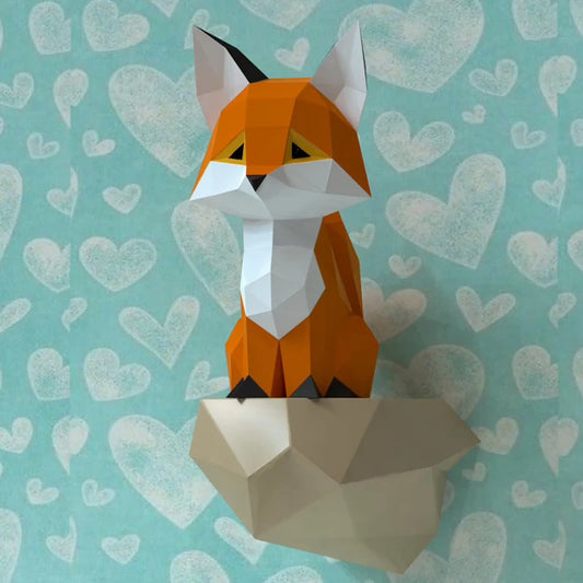 28cm Origami Wall Sculpture 3D Paper Fox to Assemble DIY