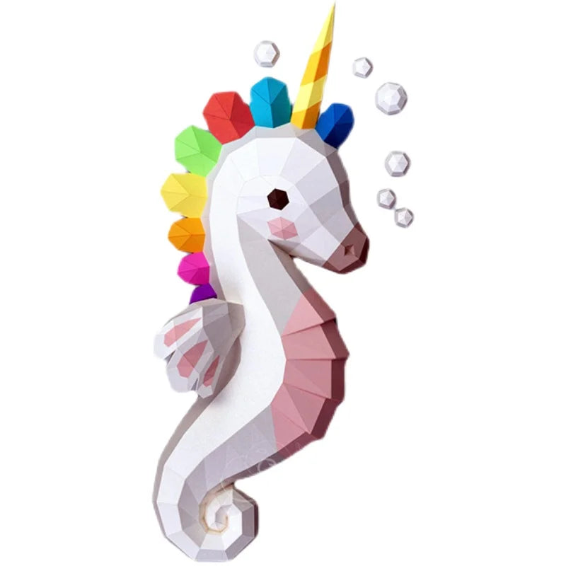 Origami Wall Sculpture 68 cm Seahorse 3D Paper DIY Assembly 