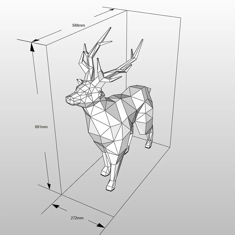 69cm Origami 3D Paper Deer Sculpture to Assemble DIY
