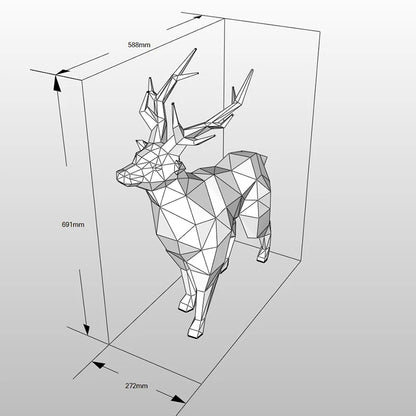 69cm Origami 3D Paper Deer Sculpture to Assemble DIY