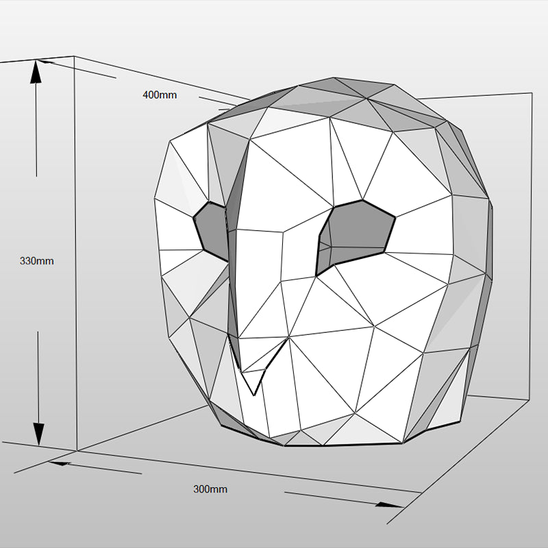 Máscara de papel 3D de búho de origami de 33 cm para armar
