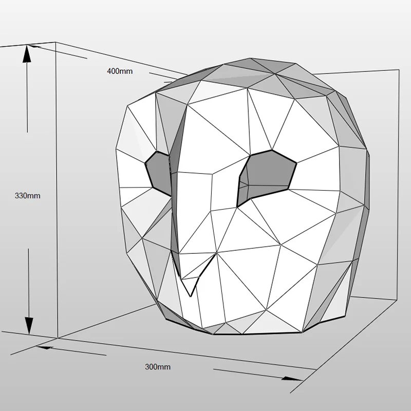 Máscara de papel 3D de búho de origami de 33 cm para armar
