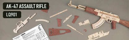 Réplica del rifle automático AK47 en rompecabezas de madera 3D