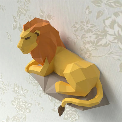 60cm Origami Wall Sculpture 3D Paper Lion to Assemble DIY