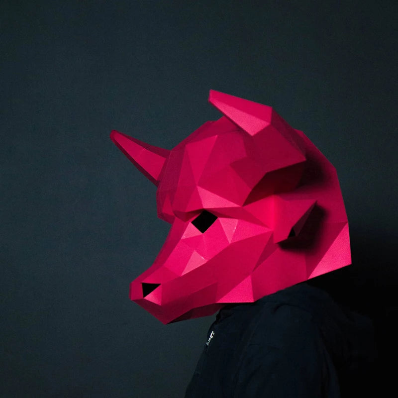 DIY 3D Paper Origami Bull Costume Mask