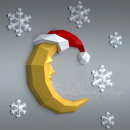 61cm Origami Wall Sculpture Moon Snowflakes Christmas 3D Paper DIY Assembly