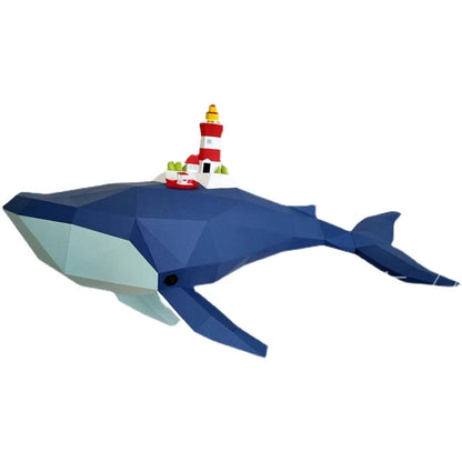 Origami Wall Sculpture 100 cm 3D Paper Whale to Assemble DIY