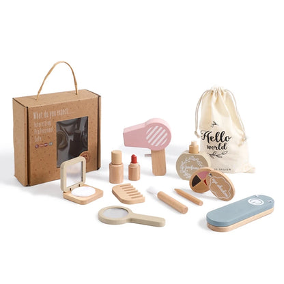 Wooden Makeup Kit Toys Hairdressing 12