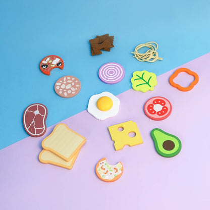 Jouet Ensemble Vaisselle Repas en Bois Dinette Montessori