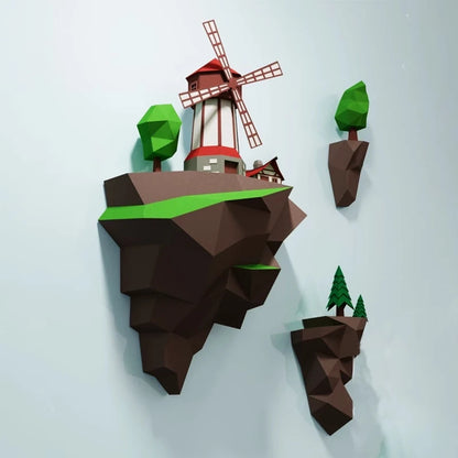 Origami Wall Sculpture 43 cm 3D Paper Windmill to Assemble DIY