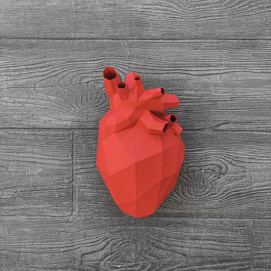 Escultura de pared de origami de 30 cm con forma de corazón de papel 3D para armar.