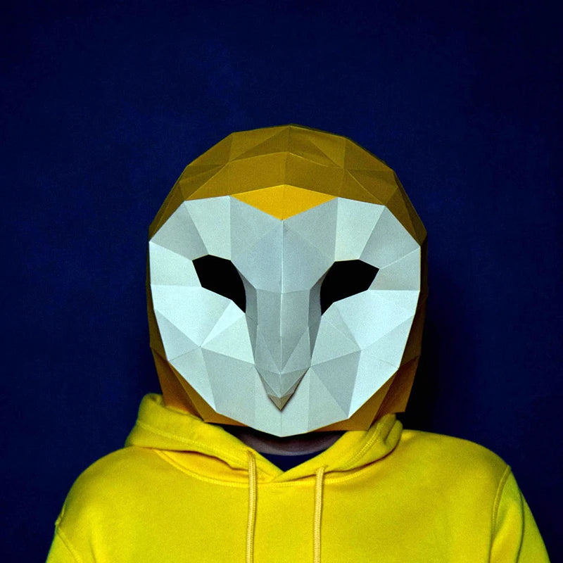 Máscara de papel 3D de búho de origami de 33 cm para armar