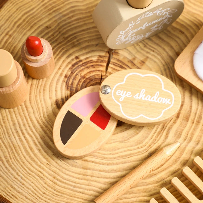 Wooden Makeup Kit Toys Hairdressing 12