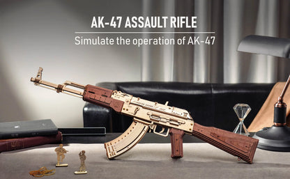 Réplica del rifle automático AK47 en rompecabezas de madera 3D