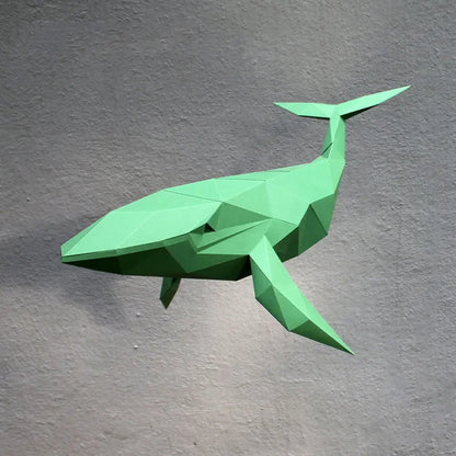 Origami Wall Sculpture 52 cm 3D Paper Whale to Assemble DIY 