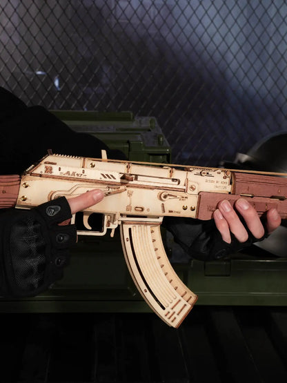 Réplica del rifle automático AK47 en rompecabezas de madera 3D