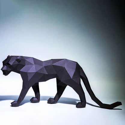 Escultura de origami de papel 3D de Pantera Negra de 70 cm para armar.