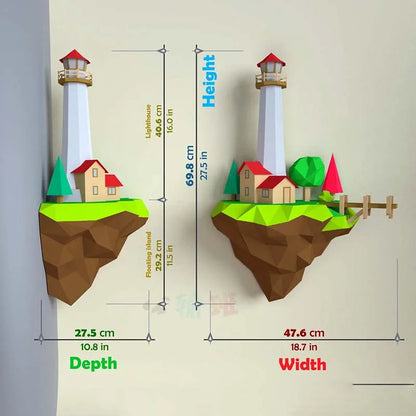Origami Wall Sculpture 69 cm 3D Paper Lighthouse to Assemble DIY