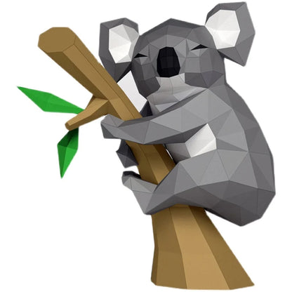 Escultura de papel 3D de koala de origami de 48 cm para montar en la pared. 