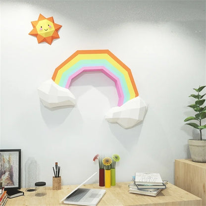 60cm Origami Wall Sculpture Rainbow Sun 3D Paper DIY Assembly