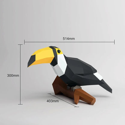 Origami Wall Sculpture 50 cm Toucan Bird 3D Paper DIY Assembly 