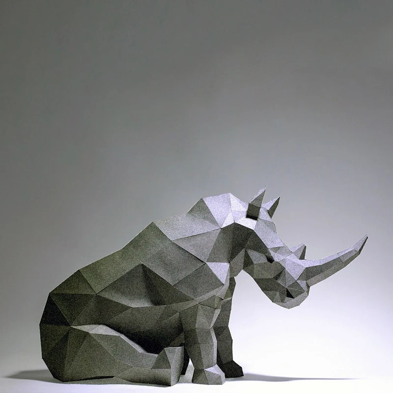 Estatua de rinoceronte de origami 3D de 65 cm para montar.