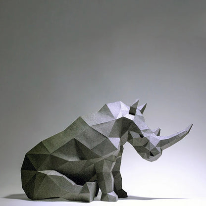 Estatua de rinoceronte de origami 3D de 65 cm para montar.