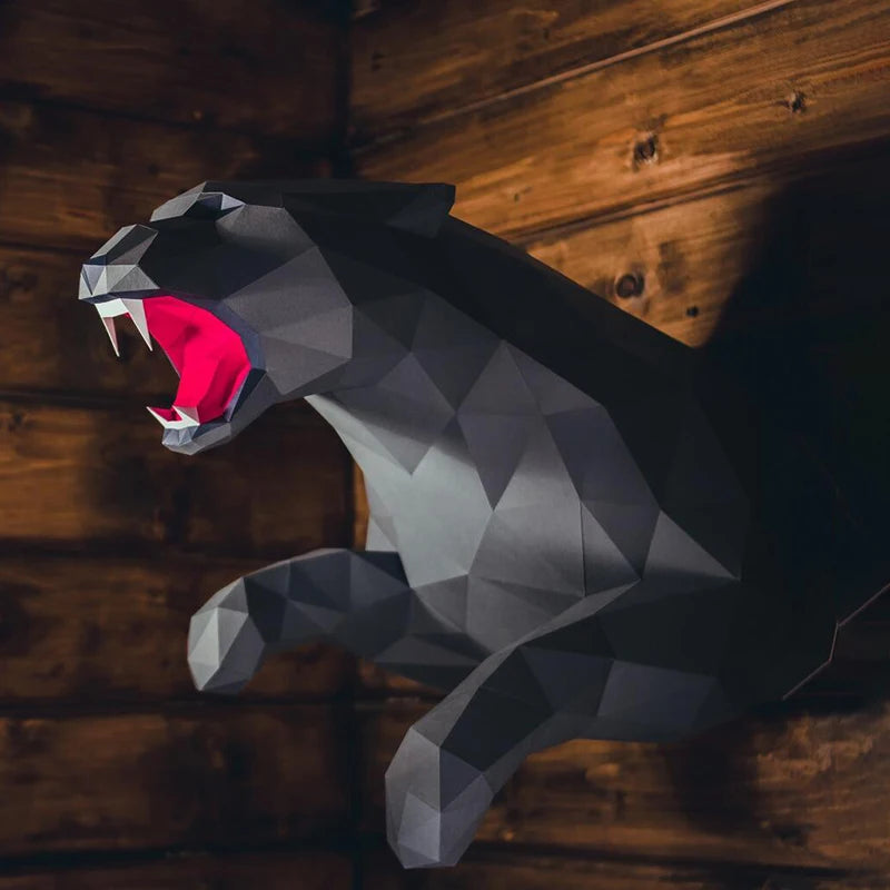60cm Origami Wall Sculpture Black Panther 3D Paper DIY Assembly