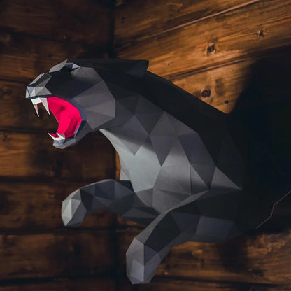 60cm Origami Wall Sculpture Black Panther 3D Paper DIY Assembly