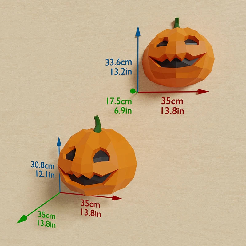 33cm Origami Wall Sculpture 3D Paper Pumpkin to Assemble DIY
