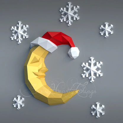 61cm Origami Wall Sculpture Moon Snowflakes Christmas 3D Paper DIY Assembly