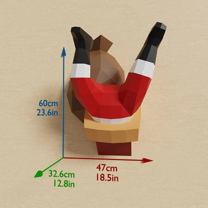 Escultura de pared de origami 60 cm Chimenea de Papá Noel en papel 3D para montar DIY