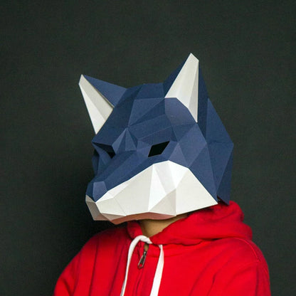 DIY 3D Paper Origami Wolf Costume Mask