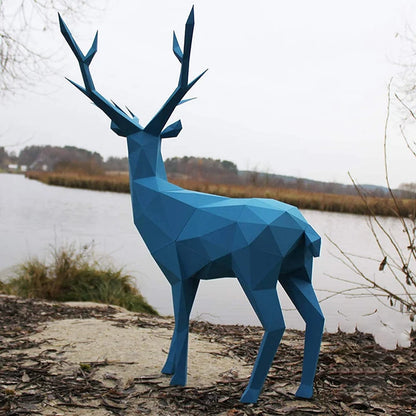 Escultura de ciervo de papel 3D de origami de 64 cm para armar. 