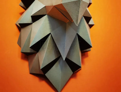 Escultura de pared de origami de 36 cm, lobo de papel 3D para armar.