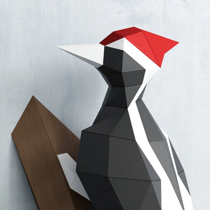 Origami Wall Sculpture 59 cm Green Woodpecker in 3D Paper to Assemble DIY