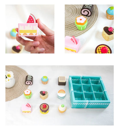 Jouet Ensemble Gâteaux Desserts en Bois Dinette Montessori