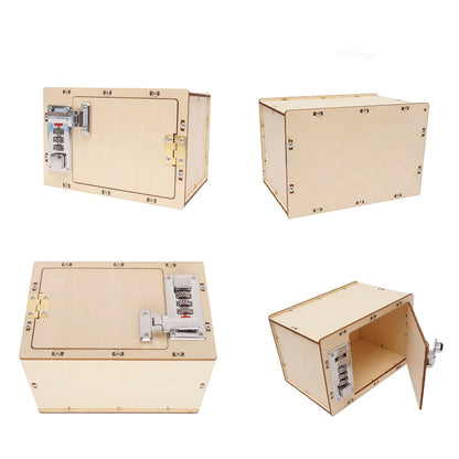 Caja fuerte mecánica de rompecabezas de madera 3D