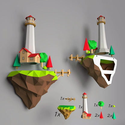Origami Wall Sculpture 69 cm 3D Paper Lighthouse to Assemble DIY