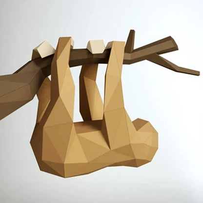 Escultura de pared de origami de 36 cm, perezoso de papel 3D para armar.