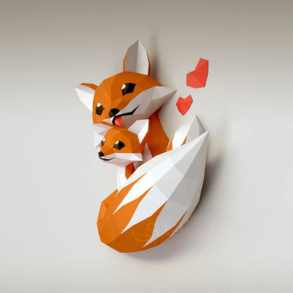 60cm Origami Wall Sculpture 3D Paper Foxes to Assemble DIY