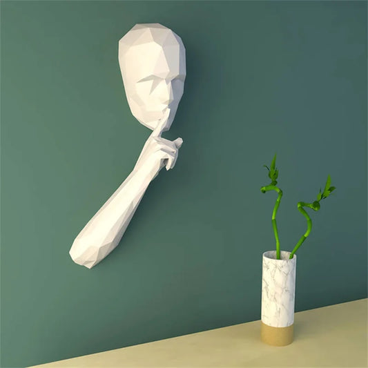 Escultura de pared de origami "Silencio", 55 cm, papel 3D, montaje DIY