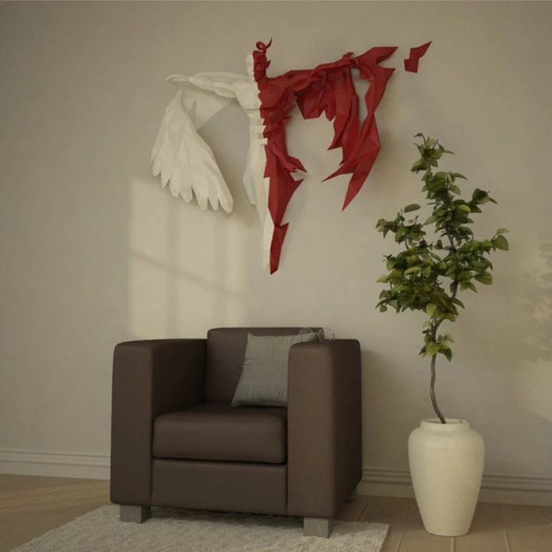 Origami Wall Sculpture 130 cm Angel Demon 3D Paper DIY Assembly