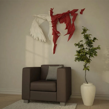Origami Wall Sculpture 130 cm Angel Demon 3D Paper DIY Assembly