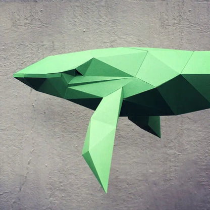 Origami Wall Sculpture 52 cm 3D Paper Whale to Assemble DIY 