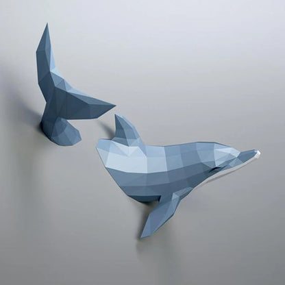 Origami Wall Sculpture 110 cm 3D Paper Dolphin to Assemble DIY