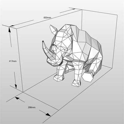 Estatua de rinoceronte de origami 3D de 65 cm para montar.